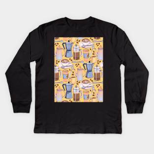 Coffee Love on Yellow Kids Long Sleeve T-Shirt